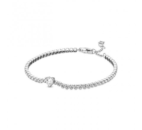 PULSERA PANDORA PLATA CIRCONITAS Y CORAZON 590041C01-16