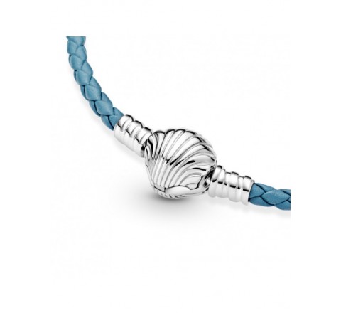 PULSERA PANDORA CUERO AZUL BROCHE PLATA 598951C01-S2
