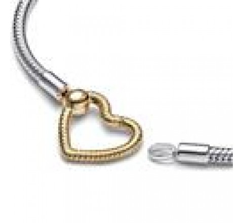 PULSERA PANDORA PLATA BICOLOR BROCHE CORAZON 17 569539C00-17