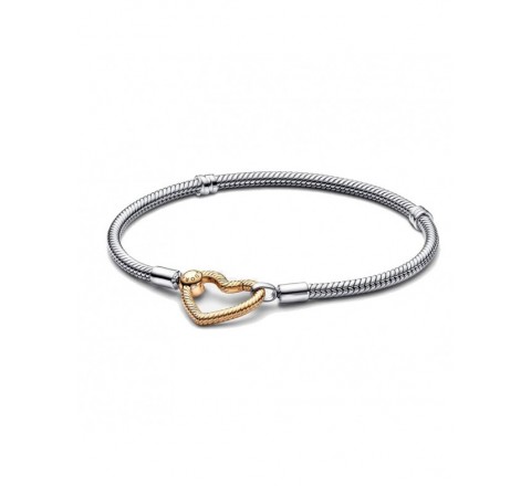 PULSERA PANDORA PLATA BICOLOR BROCHE CORAZON 17 569539C00-17