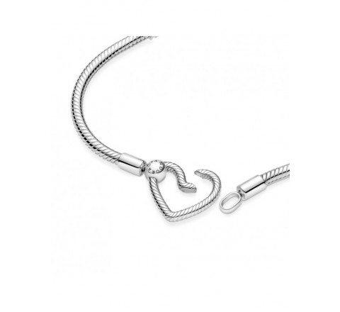 PULSERA PANDORA PLATA BROCHE CORAZON SILUETA 599539C00-18