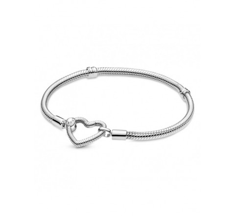 PULSERA PANDORA PLATA BROCHE CORAZON SILUETA 599539C00-18