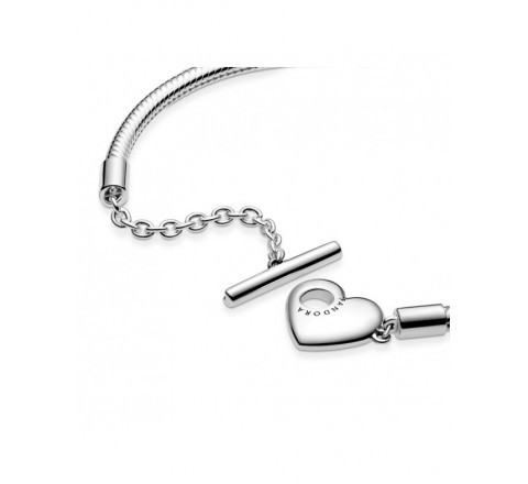 PULSERA PANDORA 599285C00-18 PLATA BROCHE CORAZON Y CADENA