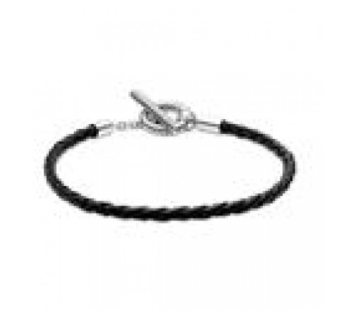 PULSERA PANDORA CUERO NEGRO CIERRE PLATA 17,5CM 591675C01-S1