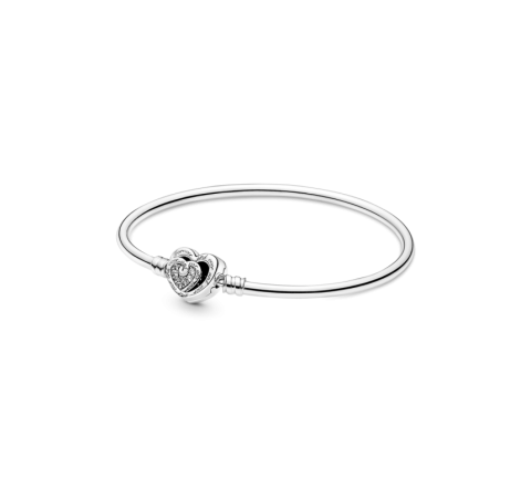 PULSERA PANDORA PLATA RIGIDA BROCHE CORAZON 591064C01-17