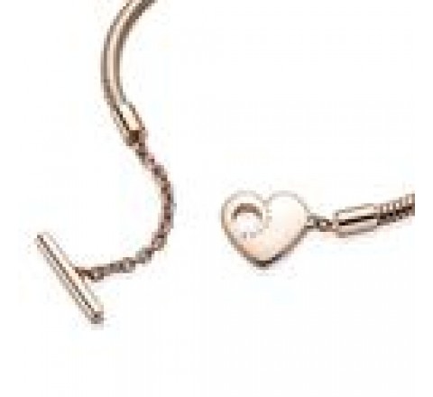 PULSERA PANDORA PLATA ROSADA CIERRE EN T 589285C00-19