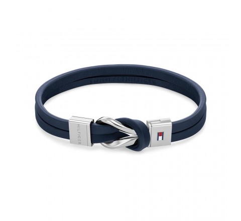 PULSERA TOMMY HILFIGER CUERO DOBLE AZUL Y ACERO 2790443