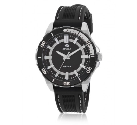 RELOJ MAREA CORREA SILICONA NEGRA CAJA ACERO B35343/3