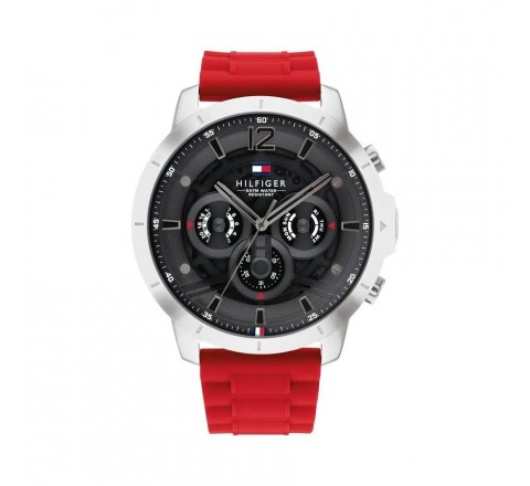 RELOJ TOMMY HILFIGER CAJA ACERO 50MM SILICONA ROJA 1710490