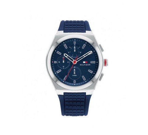 RELOJ TOMMY HILFIGER SILICONA AZUL CAJA ACERO 44MM 1791899