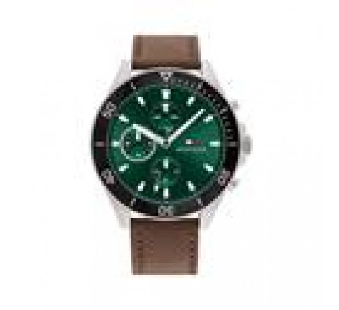 RELOJ TOMMY HILFIGER CORREA MARRON CAJA 46MM VERDE 1791983