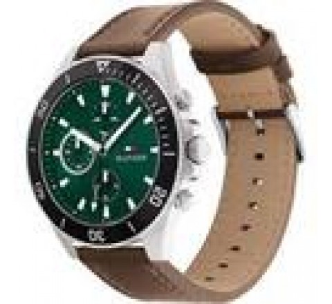 RELOJ TOMMY HILFIGER CORREA MARRON CAJA 46MM VERDE 1791983