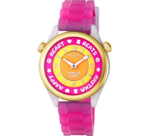 RELOJ TOUS SILICONA ROSA ESFERA ROSA Y AMARILLO 200350997