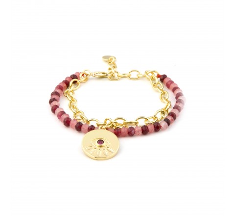 PULSERA LUXENTER DOBLE CADENA Y BOLAS COLOR SGBX277C0500