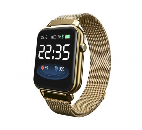 RELOJ LISKA SMART WATCH ARMIS DORADO CAJA CUADRADA SV-SY06-7