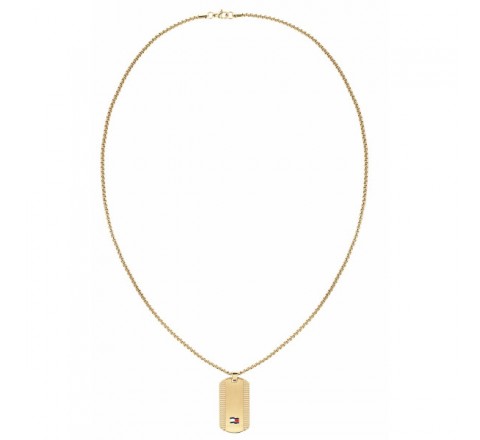 COLLAR TOMMY HILFIGER ACERO DORADO PLACA Y LOGO 2790423