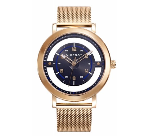 RELOJ VICEROY MALLA ACERO DORADO ESFERA NEGRA 471327-55