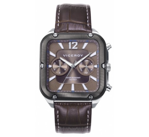 RELOJ VICEROY CAJA ACERO CUADRADA CORREA MARRON 401325-15