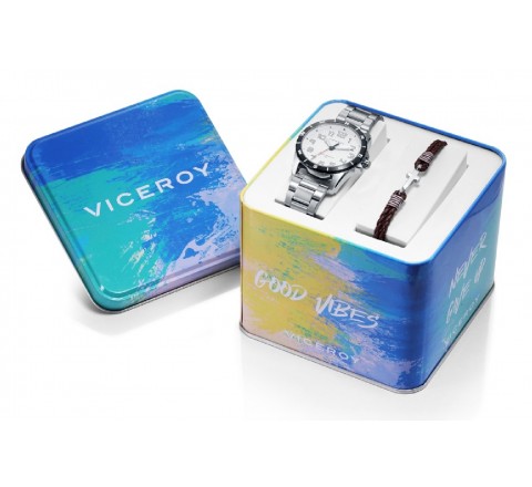 PACK RELOJ VICEROY NIÑO ACERO PULSERA REGALO 401169-99