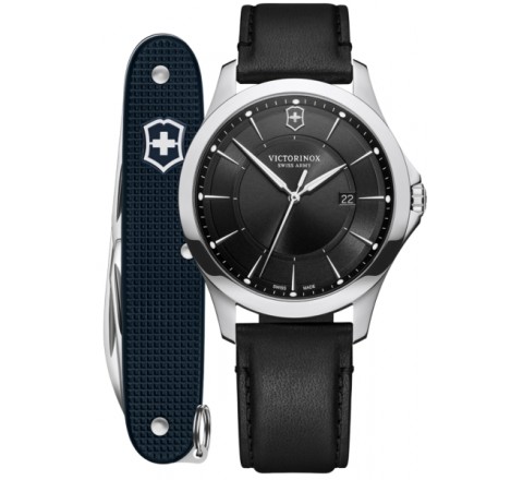 RELOJ VICTORINOX CAJA ACERO CORREA PIEL NEGRA V241904.1