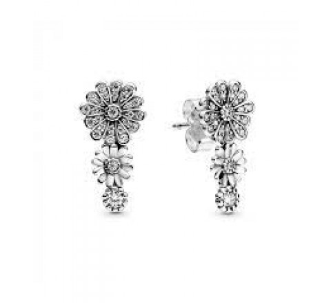 PENDIENTES PANDORA PLATA TRES FLORES CIRCONITAS 298876C01