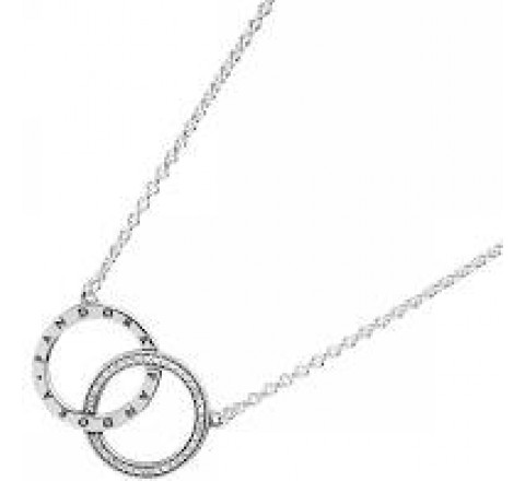 GARGANTILLA PANDORA PLATA 2 CIRCULOS CIRCONITAS 396235CZ-45