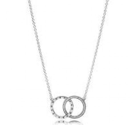 GARGANTILLA PANDORA PLATA 2 CIRCULOS CIRCONITAS 396235CZ-45